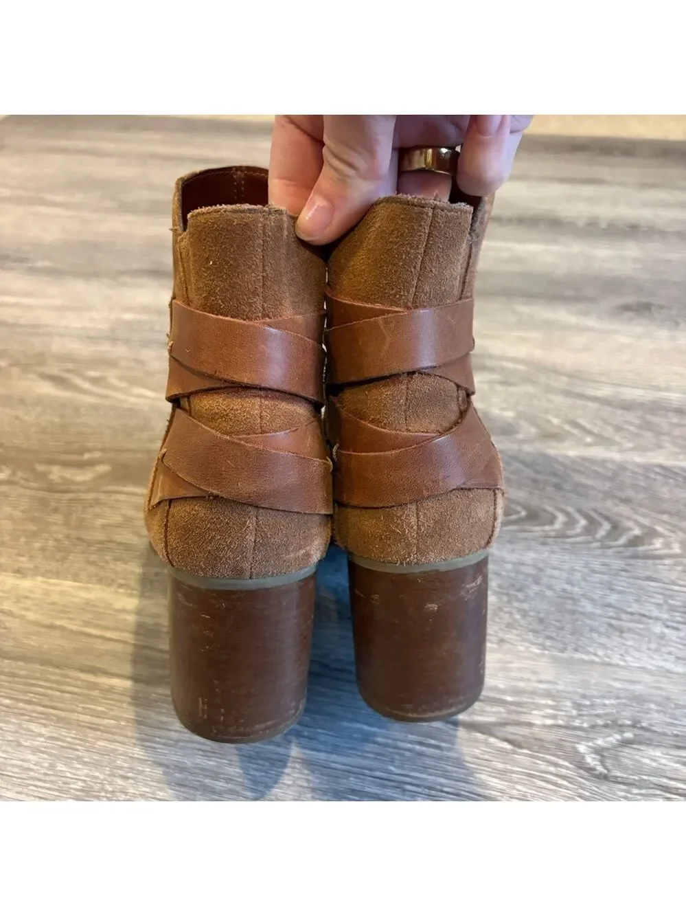 Mia Genessa Women's Suede Ankle Booties in Brown Size 7